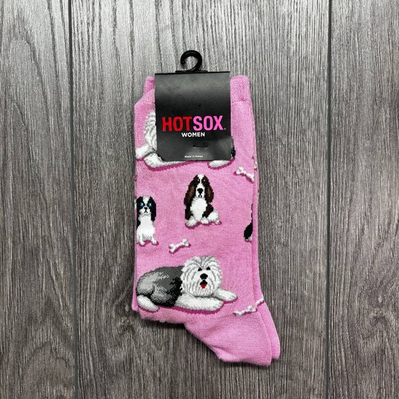 Hot Sox Women Pink Dog Socks New NWT One Size - Picture 1 of 4